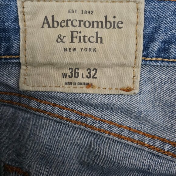 Abercrombie & Fitch Y2K Denim Distressed Button Fly Cotton Jeans 36x32 - Picture 2 of 10